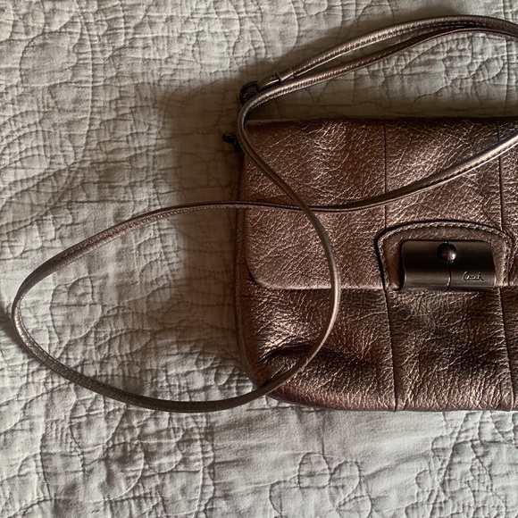 Coach Kristin metallic Brown Crossbody Bag with Textured Leather - Picture 2 of 10